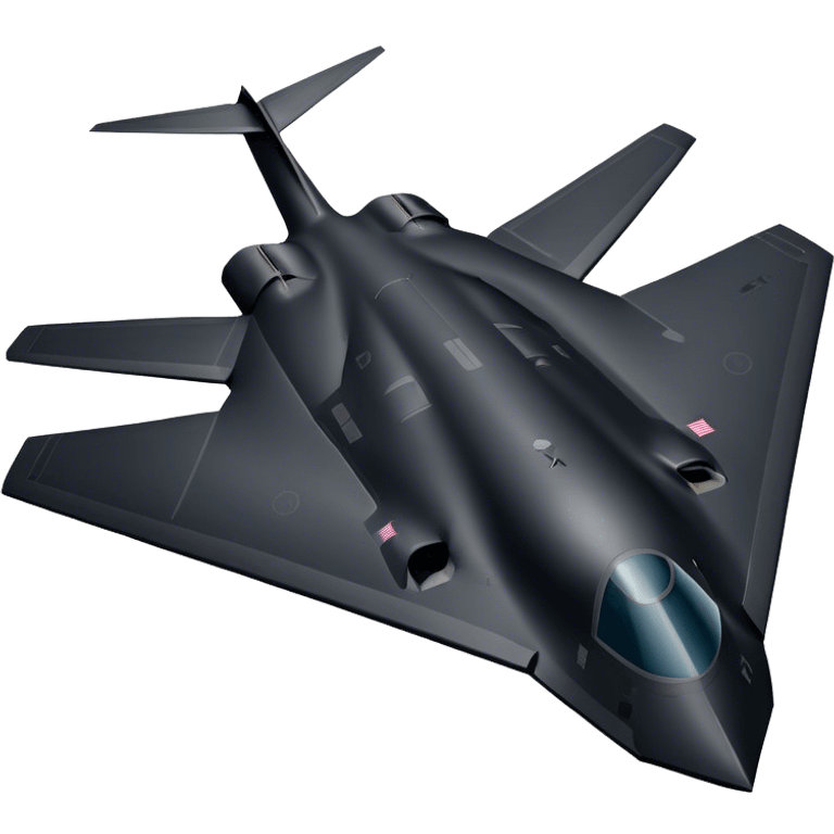 B-2 Spirit bomber - Northrop B-2 (Model Year: 2021) (Iconic colour: Stealth black) - A sleek, stealth bomber with smooth, angular contours and a matte jet-black finish. Emphasize a futuristic, minimalist design with a seamless fuselage, low-profile wings, and an overall intimidating stealth aesthetic. emoji