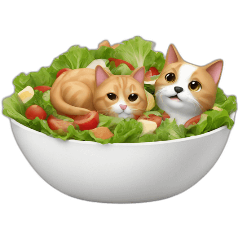 cat and dog salad emoji