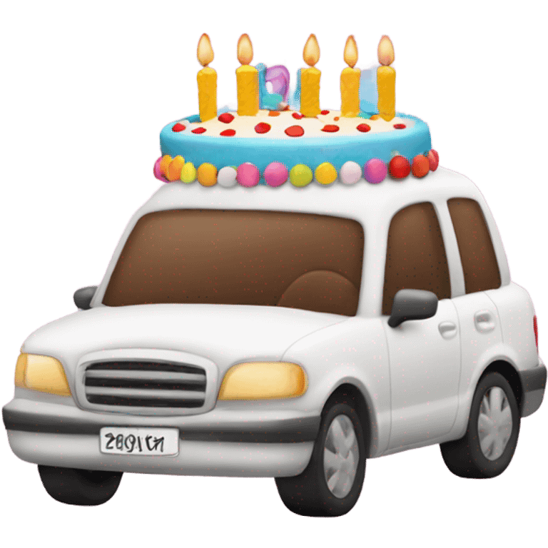 Birthday cake in car emoji