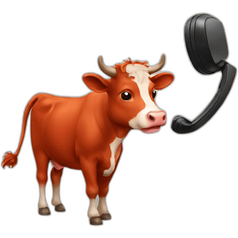 red cow on the phone emoji