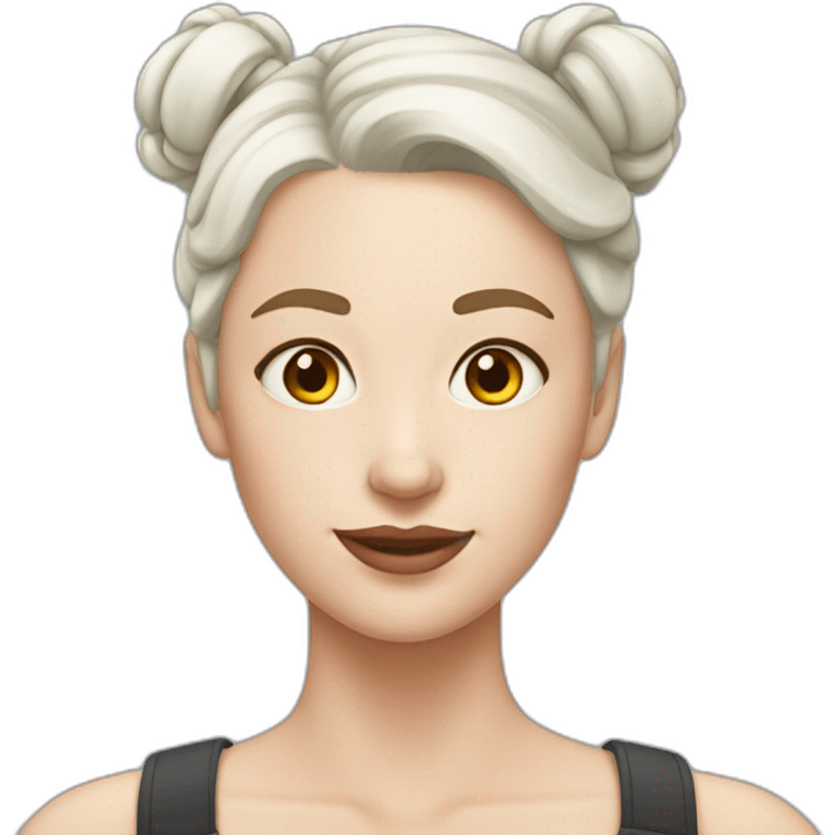 working girl pale skin white hair in two buns emoji