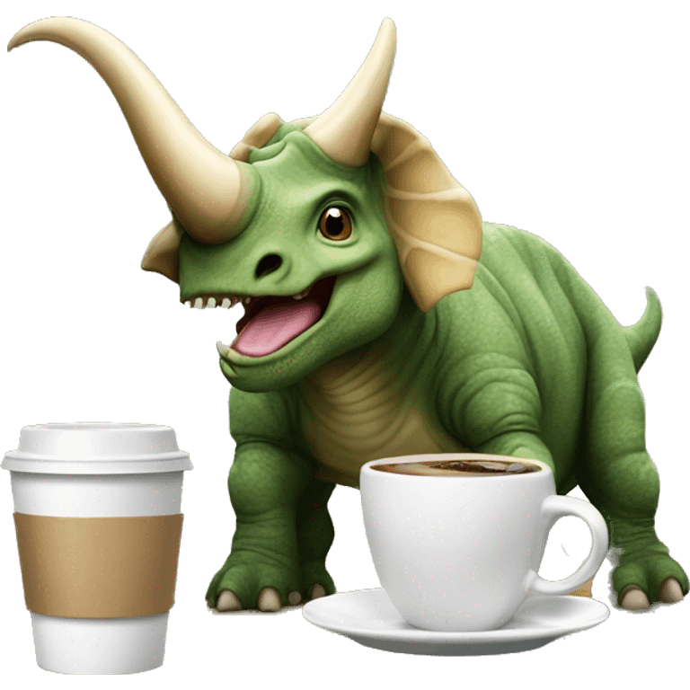 Triceratops drinking coffee  emoji