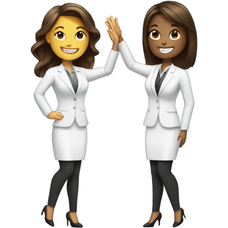 businesswoman duo brunette girls celebrating emoji