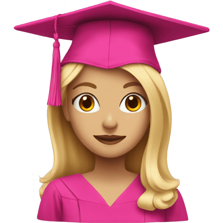 Blonde with a pink graduation cap emoji