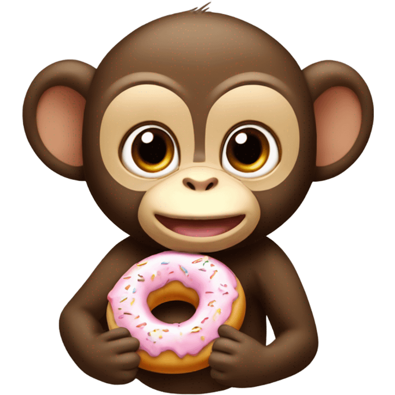 a baby monkey eating a donut emoji