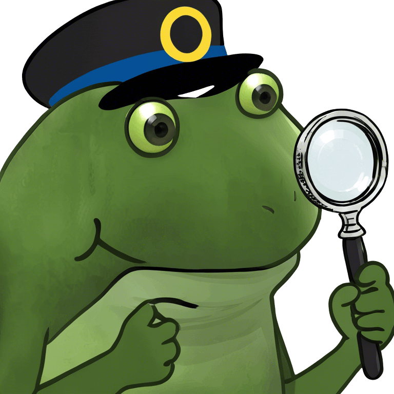 holding up a magnifying glass, wearing a tophat emoji