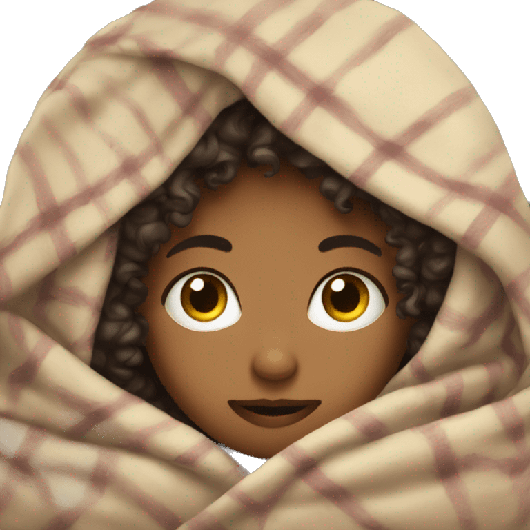 Curly haired girl in blankets mad emoji