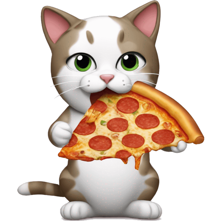 Cat eating pizza emoji