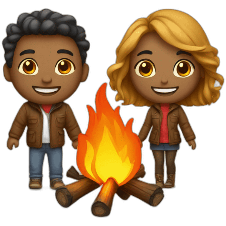 Cute couple at bonfire emoji