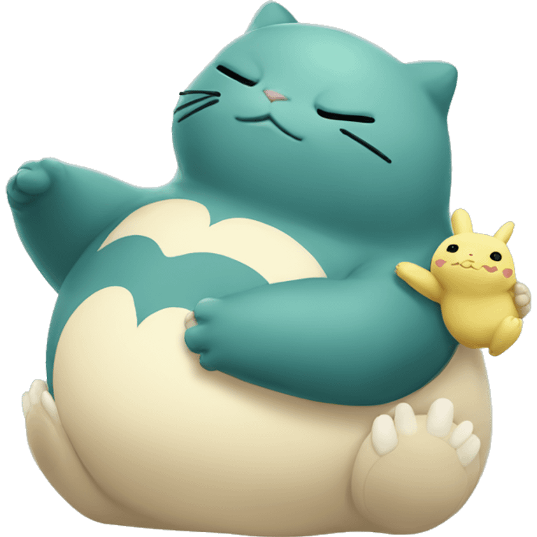 Snorlax hugging a peep bunny emoji