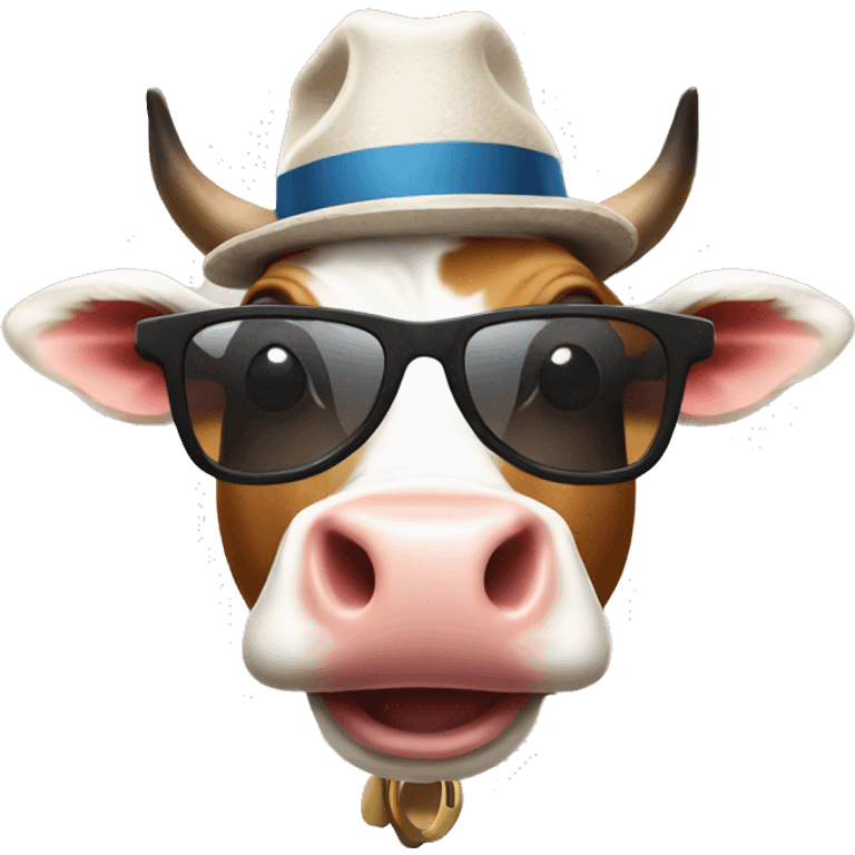 cow with sunglasses and a hat emoji