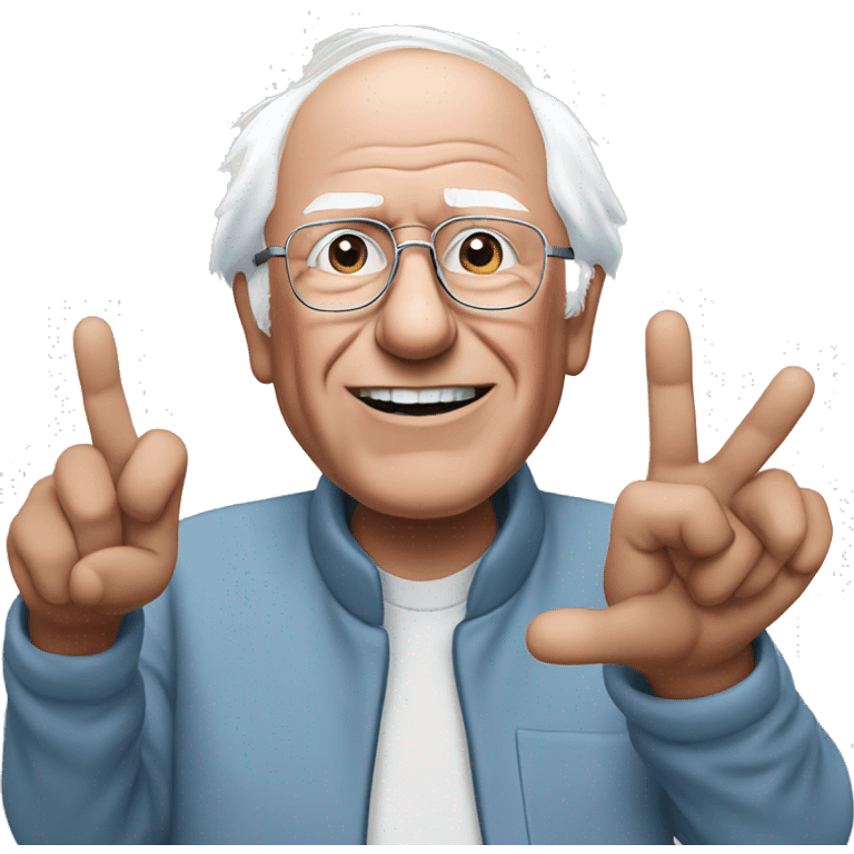 Bernie sanders giving peace sign emoji