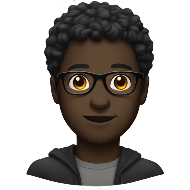 Dark skinned young man with glasses emoji