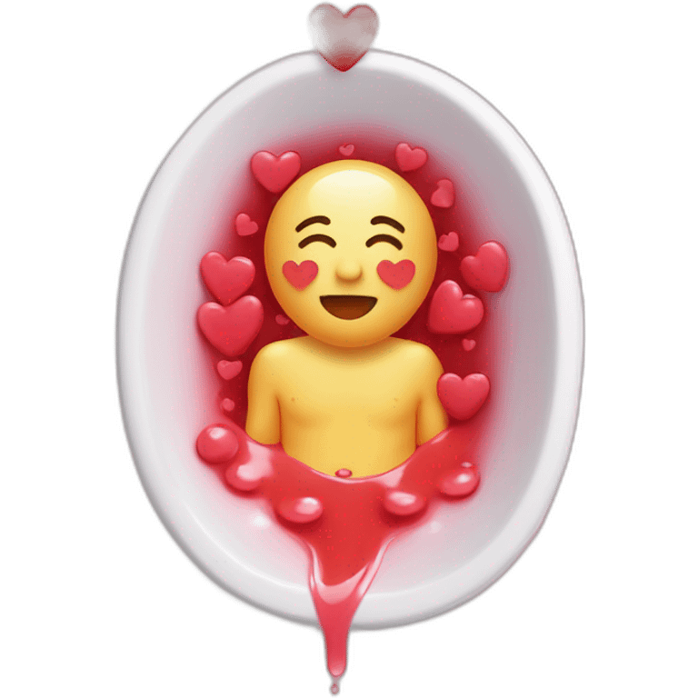 Melting face in a bath of hearts emoji