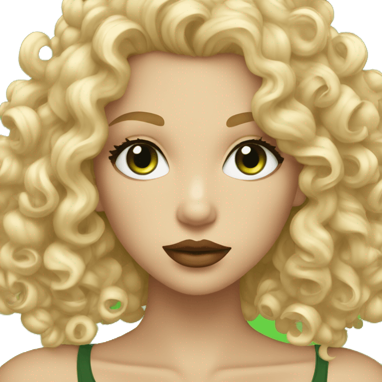 Curly blonde with green eyes and lush lips emoji