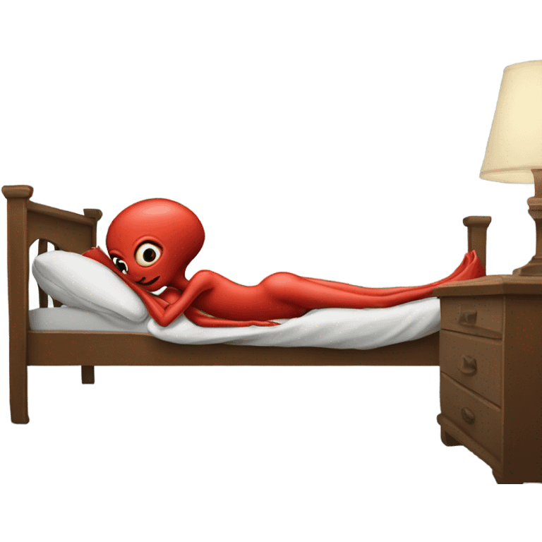 aRed alien woman laying on the bed emoji