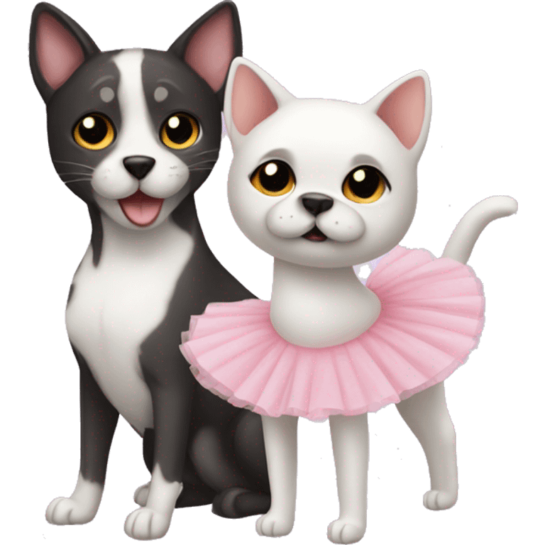 cat and dog ballerina emoji