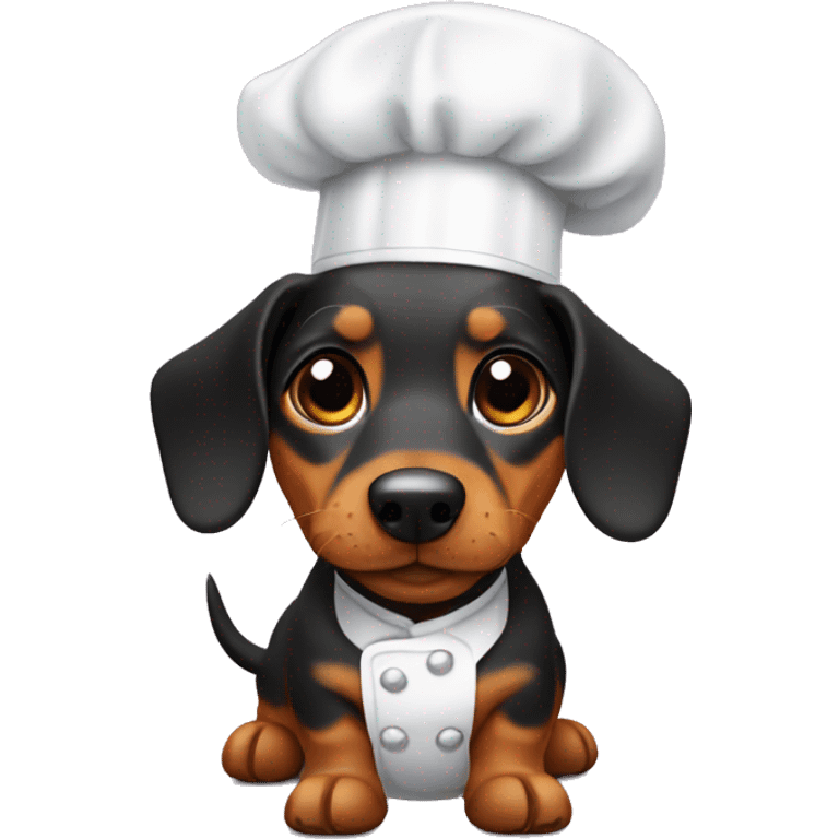 dachshund with a chef hat emoji