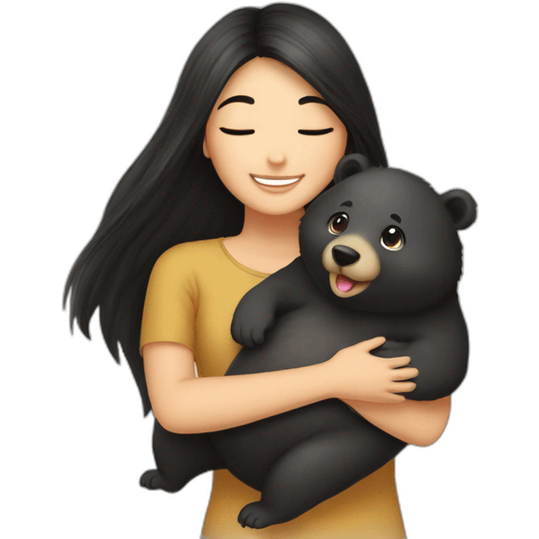 happy-girl-who-is-black-hair-and-hugging-happy-quokka emoji