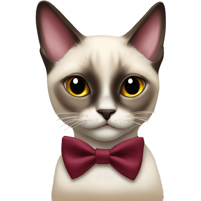 Siamese cat with Burgundy bow tie emoji