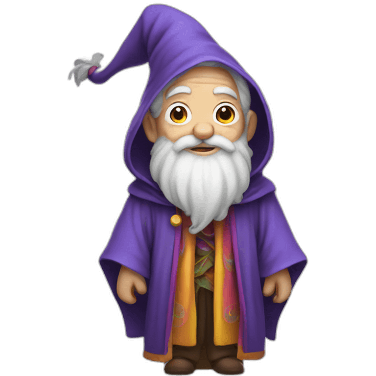 A cute old wizard wearing a colorful robe emoji