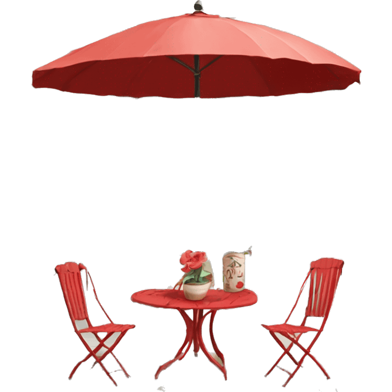 Terrasse Parisienne rouge (deux chaise et une table sans parasol) emoji