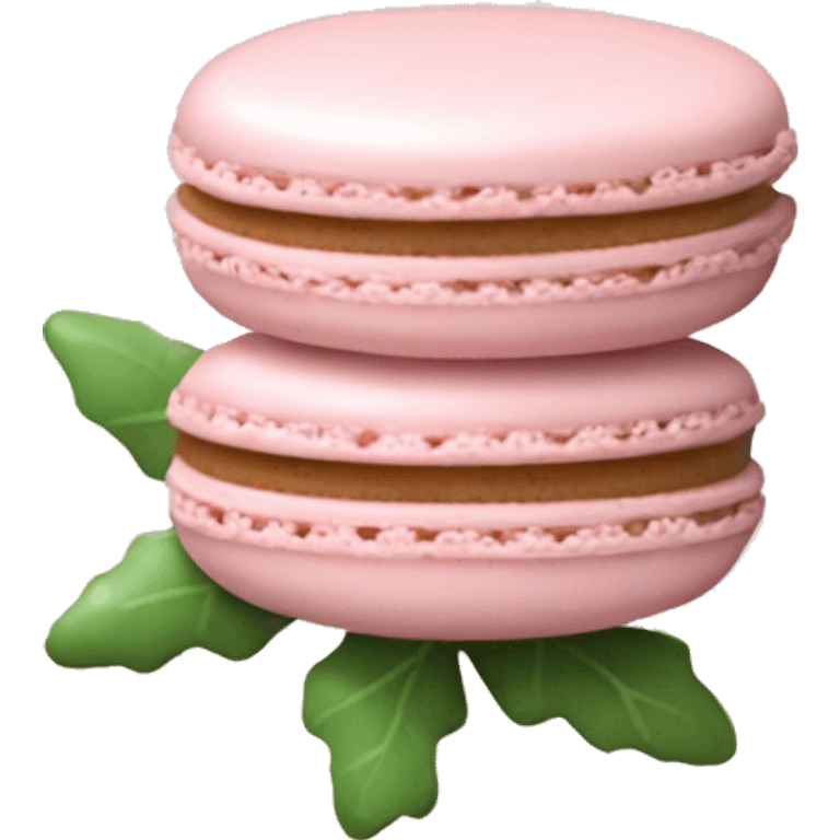 Light pink macaron with light pink mistletoe emoji