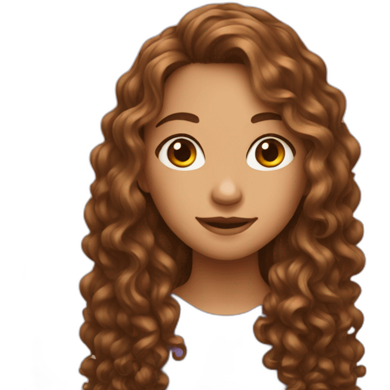 A girl with long curly brown hair emoji