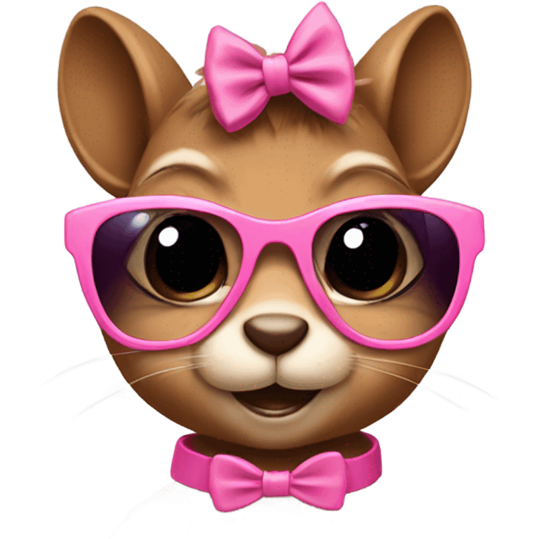 Girl Squirrel wearing sunglasses and pink bow  emoji