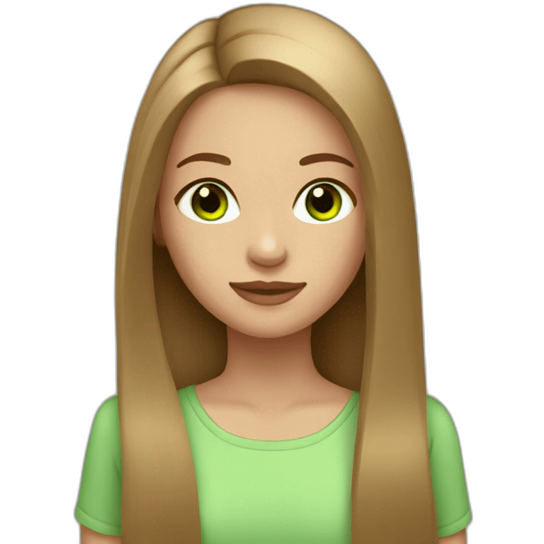 girl long straight hair light brown green eyes emoji