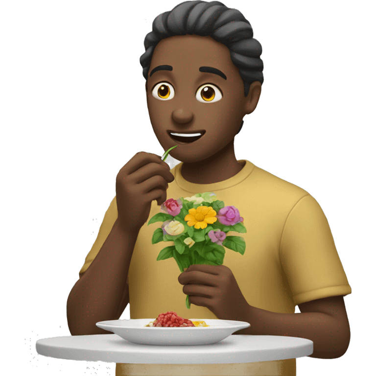 Persons eating flower emoji