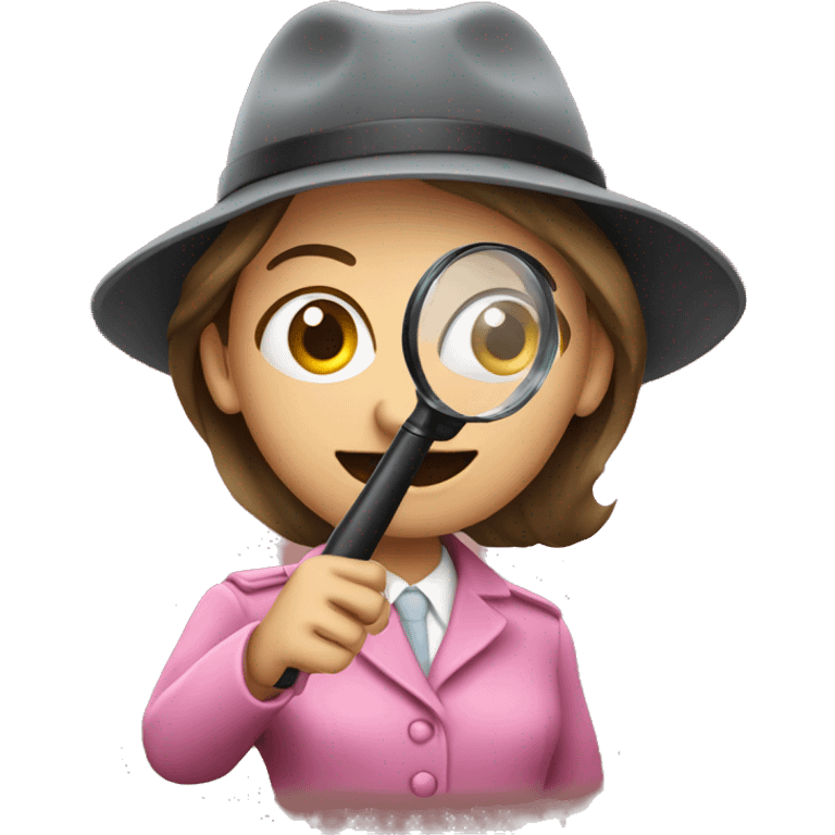  female detective wearing pink holding magnifying glass emoji