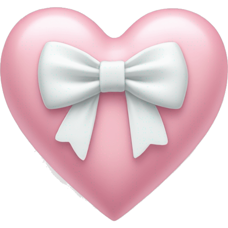 Pastel pink heart with white bow emoji