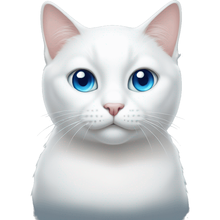 White cat without ears and blue eyes  emoji