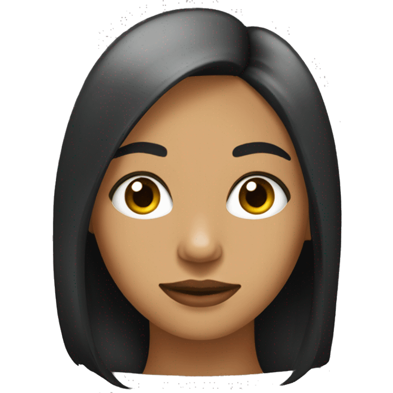 Chica de pelo largo negro, ojos negros,  delgada emoji