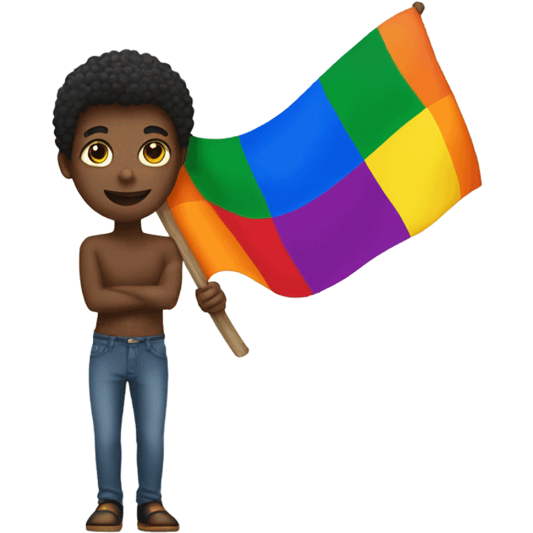 African Holding Gay pride flag emoji