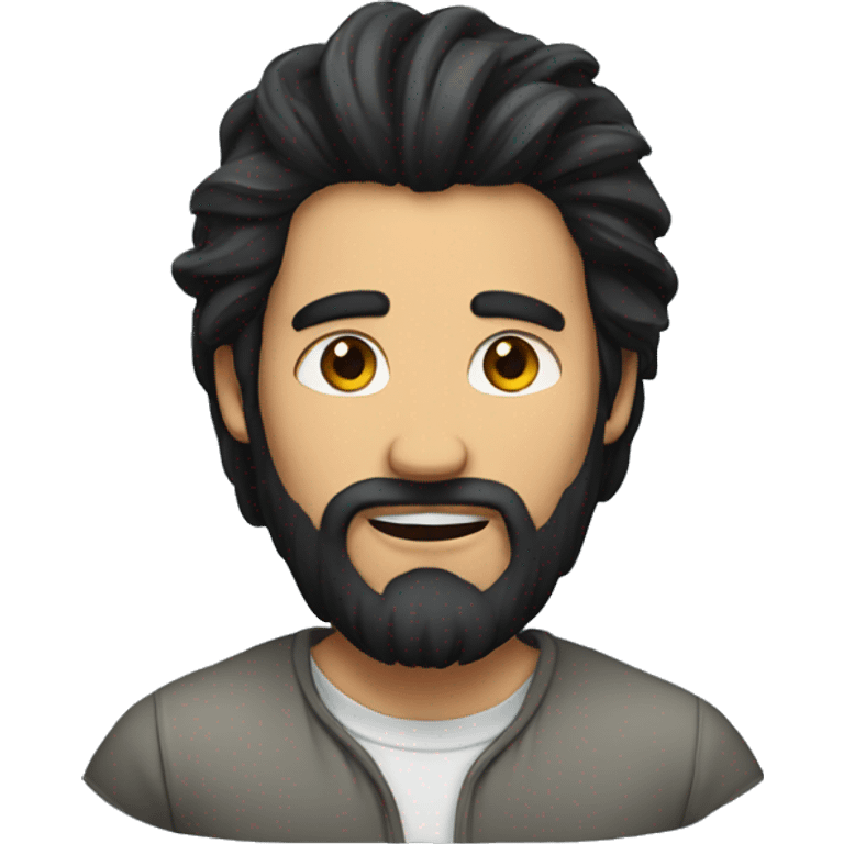 a guy with long, wild black hair and beard with the hair messed up emoji