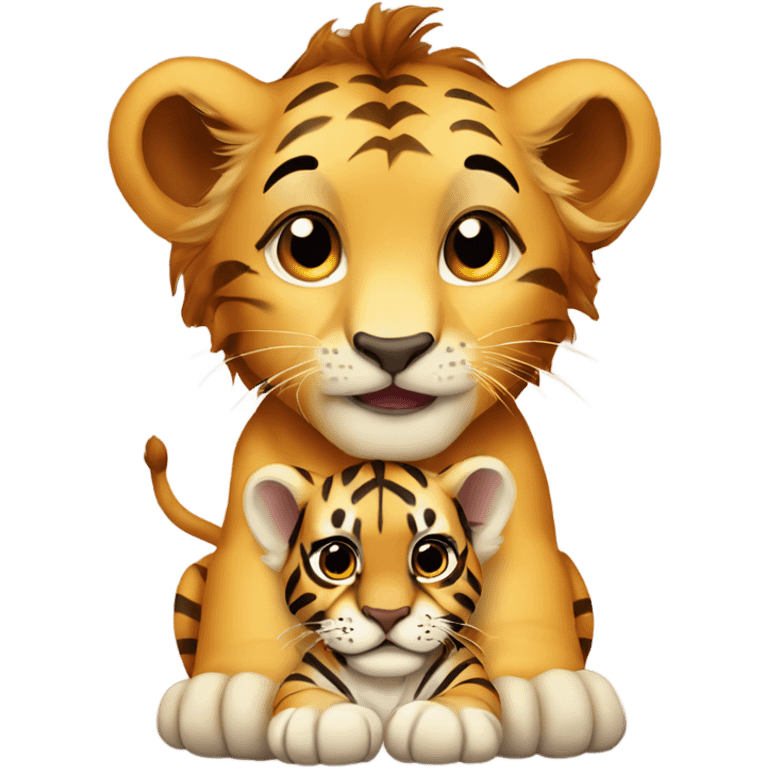 Baby lion and baby tiger emoji