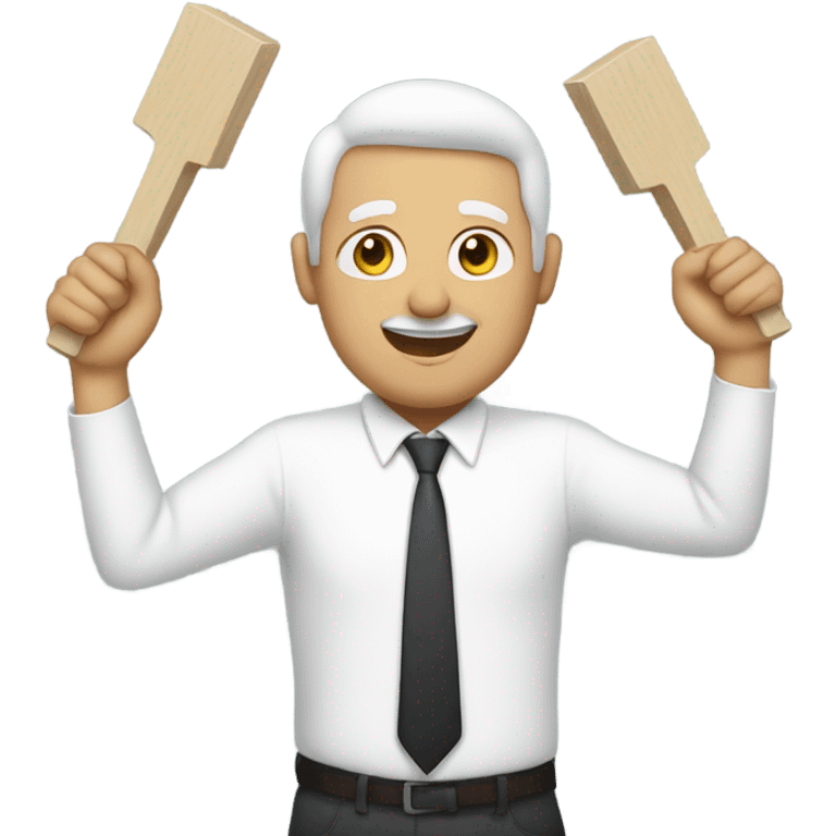 white man holding placard on stick emoji