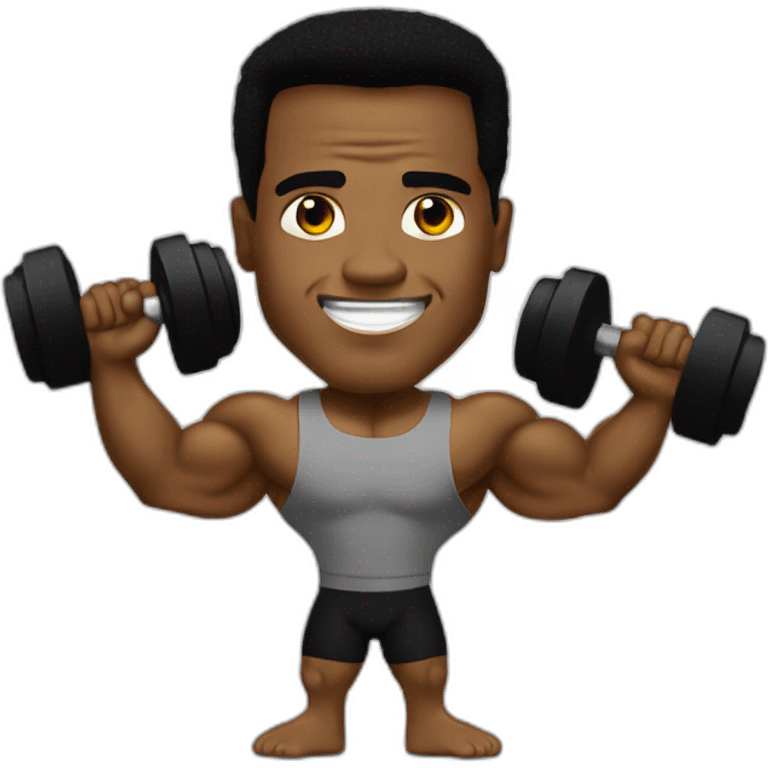 black Arnold schwarzenegger with dumbell emoji