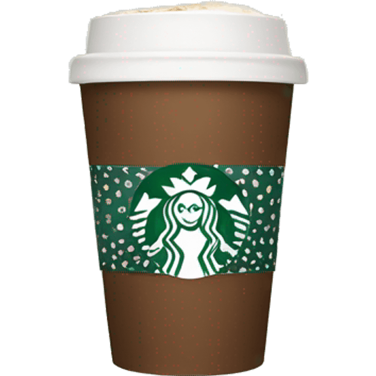 brown starbucks cup with winter pattern emoji