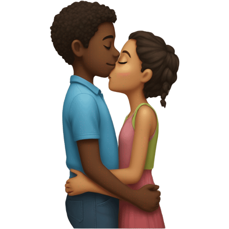 A girl kissing a boy emoji