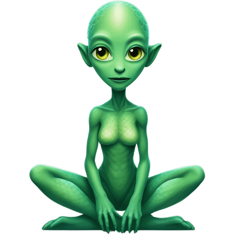 a Reptilian alien woman,in meditation emoji