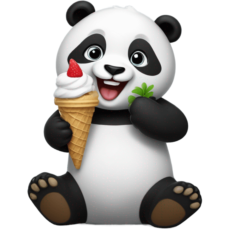 Panda eating ice cream emoji