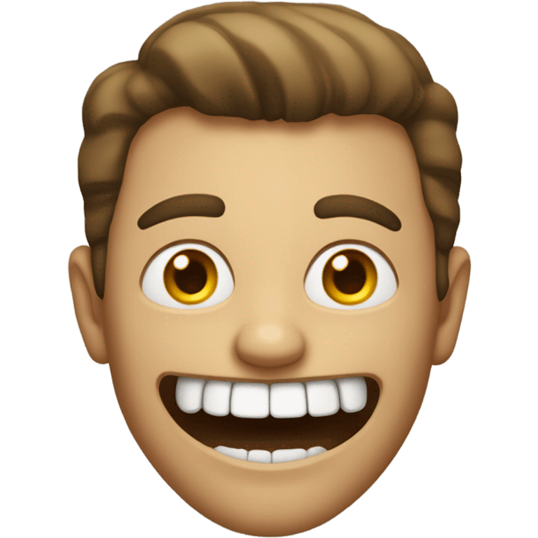 Man with a massive creepy grin, big sharp teeth emoji