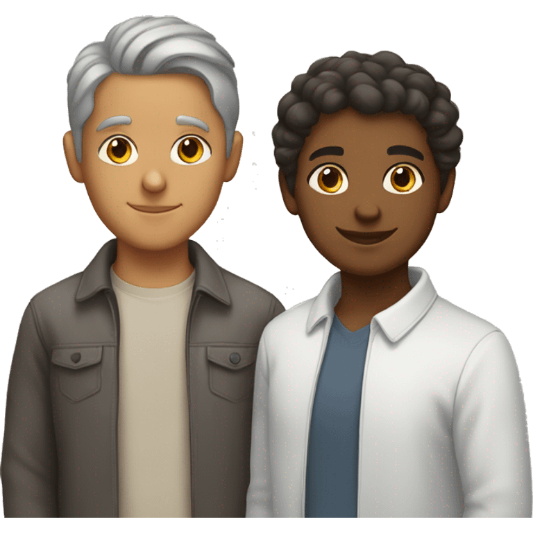 Brown girl, white guy, grey cat emoji