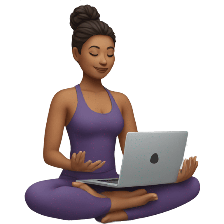 A yoga teacher with her laptop  emoji