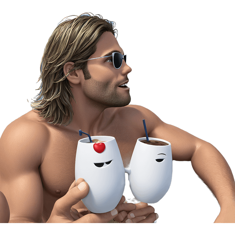 boy holding cup by ocean emoji