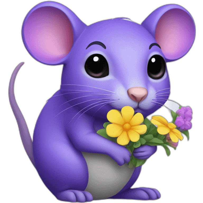 purple rat with flowers  emoji