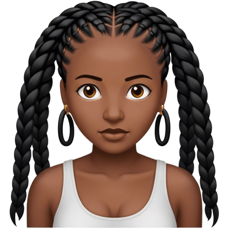 portrait of dark-skinned woman with black cornrows  emoji